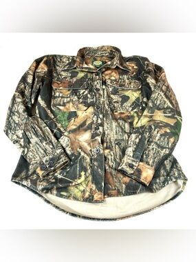 Vintage Cabelas For Women Size Medium Heavyweight Shirt Jacket Mossy Oak Camo